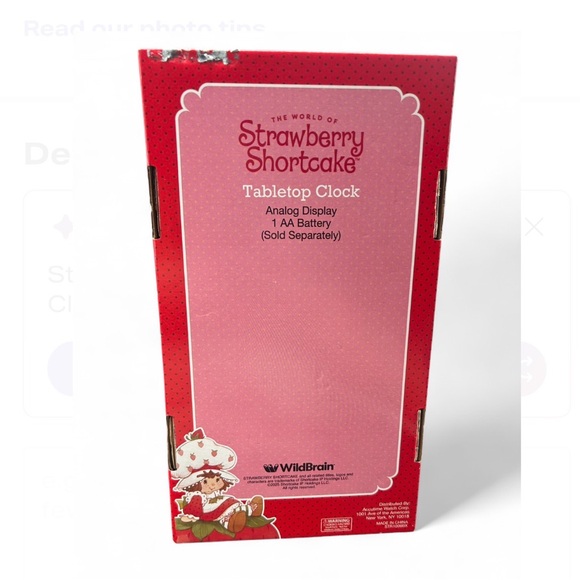 NEW Strawberry Shortcake Tabletop Analog Clock With Custard Valentine’s Day NIB - Picture 2 of 3